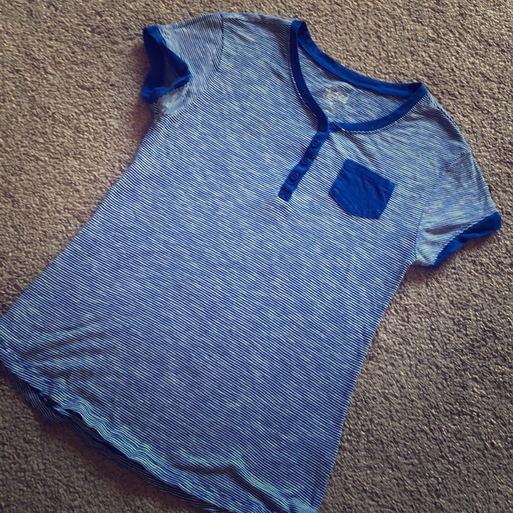 Girl’s Justice blue and white striped t-shirt